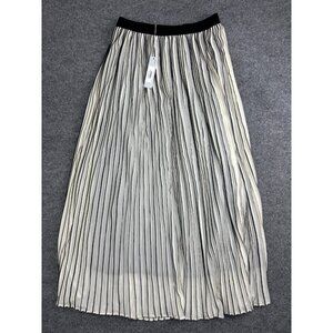 Zero Degrees Celsius Skirt Womens Medium White Striped Pleated Chiffon Midi New